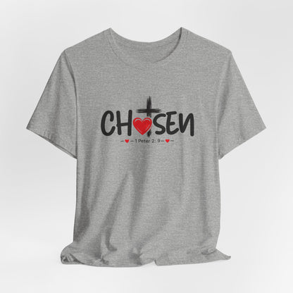 Chosen Cross Heart T-Shirt — Christian Faith Tee (1 Peter 2)