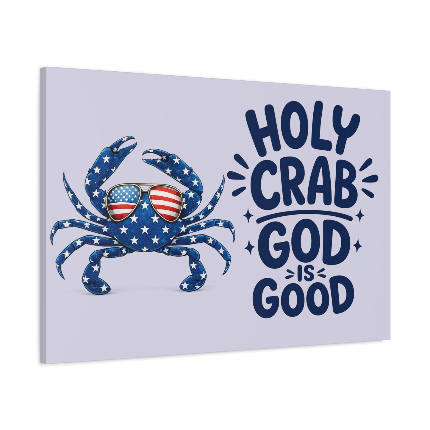 Patriotic Crab Canvas — "Holy Crab God Is Good" Wall Art