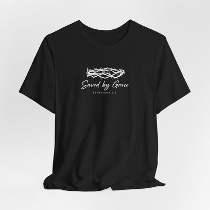 Faith Over Fear T-Shirt — "Saved by Grace" Christian Tee (Heart & Crown)