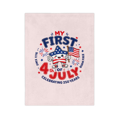 My First 4th of July Baby Blanket — Velveteen Microfiber Patriotic Infant Throw