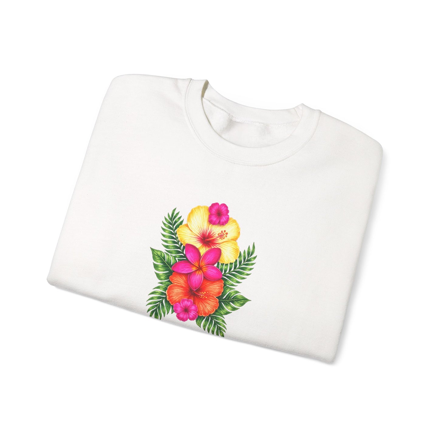 Floral Jesus Crewneck Sweatshirt — Tropical Hibiscus Faith Design