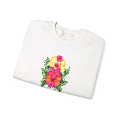 Floral Jesus Crewneck Sweatshirt — Tropical Hibiscus Faith Design