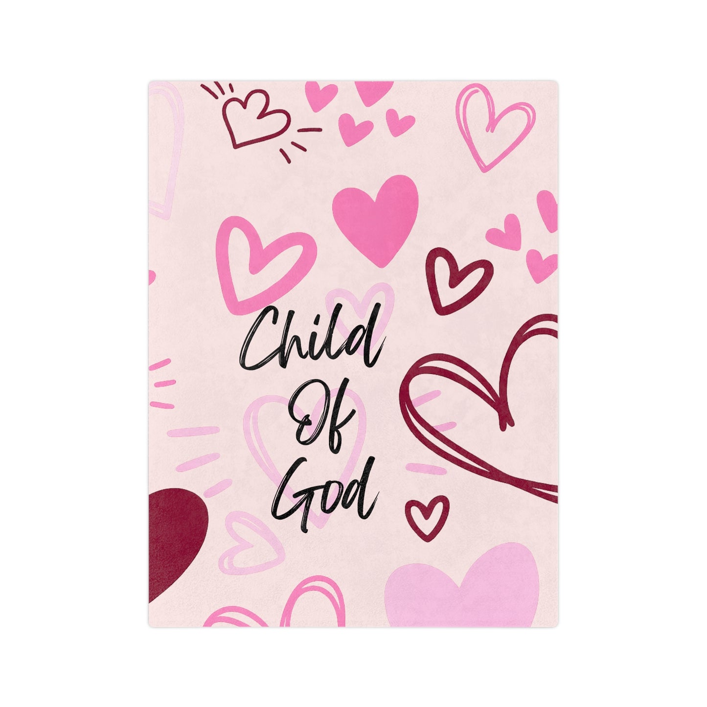 Child of God Heart Blanket — Pink Velveteen Microfiber Throw
