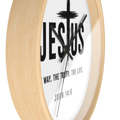 Jesus Wall Clock — "The Way. The Truth. The Life." John 14:6 Christian Decorative Clock