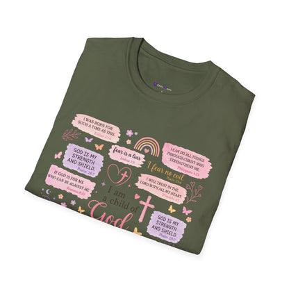 Christian Inspirational T-Shirt — “I am a child of God” Pink Scripture Tee