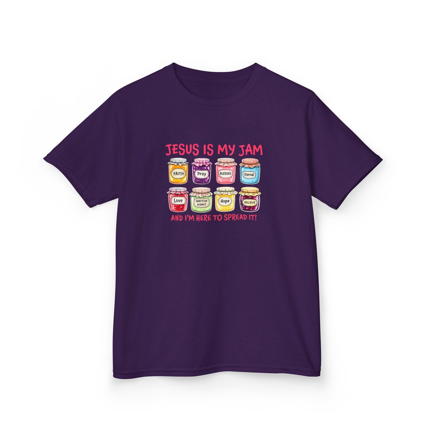Kids T‑Shirt — "Jesus Is My Jam" Cute Jam Jar Graphic Christian Tee