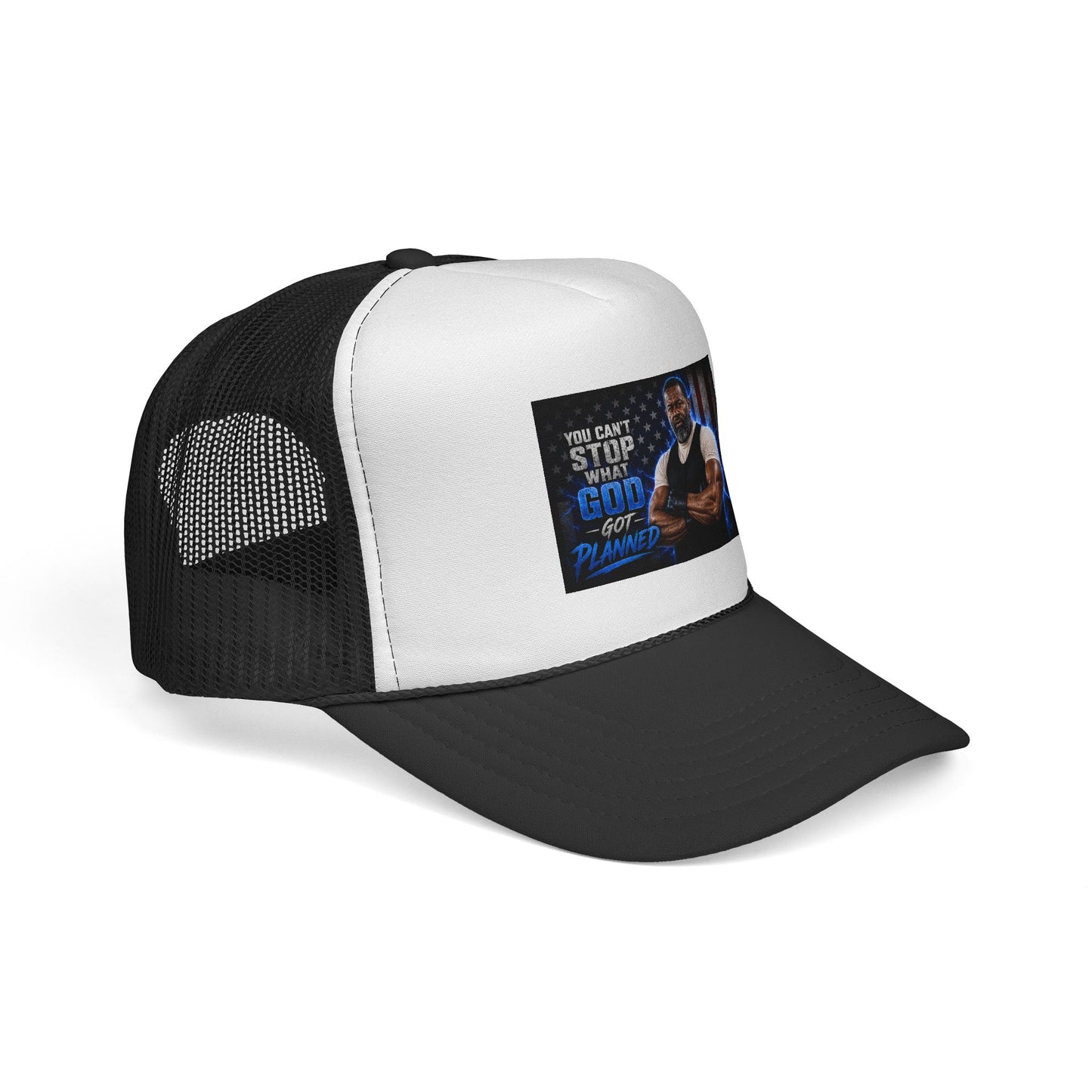 Trucker Cap — "You Can't Stop What God Got Planned" Faith Mesh Hat