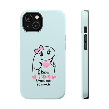Christian Cute Heart Phone Case — "I Know Jesus Loves Me So Much" Magnetic Impact-Resistant Case
