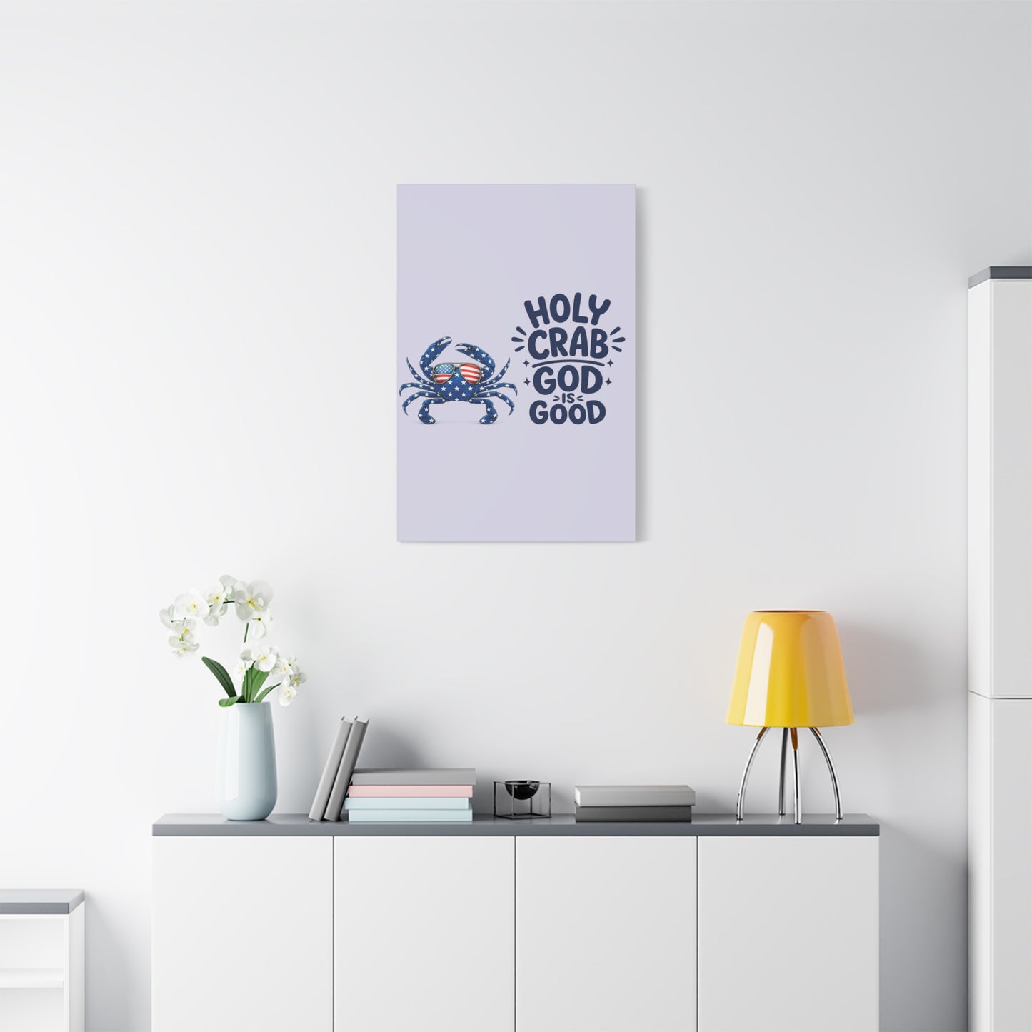 Patriotic Crab Canvas — "Holy Crab God Is Good" Wall Art