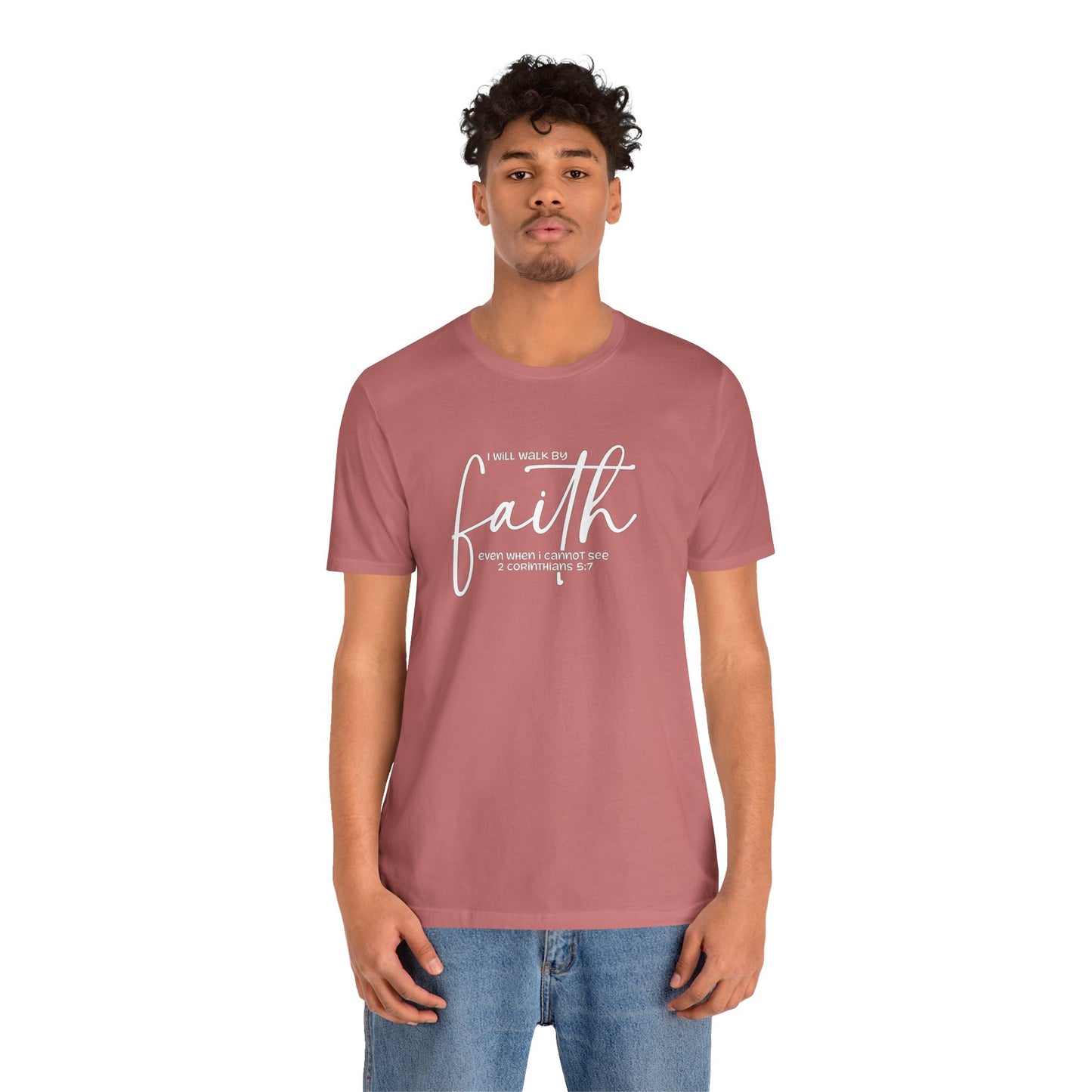 Faith Graphic Tee — "I Will Walk By Faith" Christian Inspirational T-Shirt