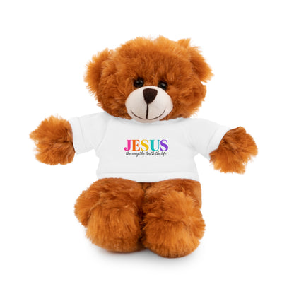 Jesus Rainbow Tee Teddy Bear - Plush Stuffed Animal with Faith Shirt