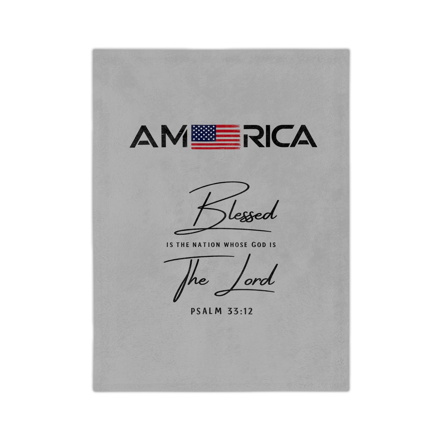 America Blessed Blanket - Velveteen Microfiber Throw with Psalm 33:12 Patriotic Faith Design