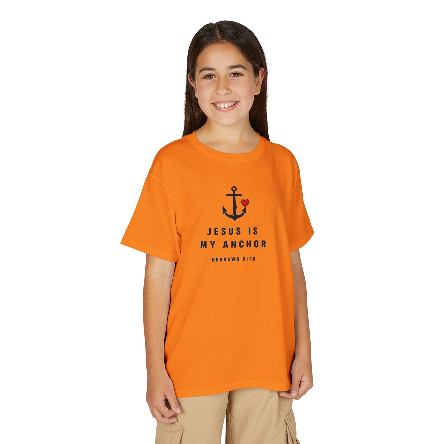 Youth T-Shirt — "Jesus Is My Anchor" Christian Kids Tee (Hebrews 6:19)