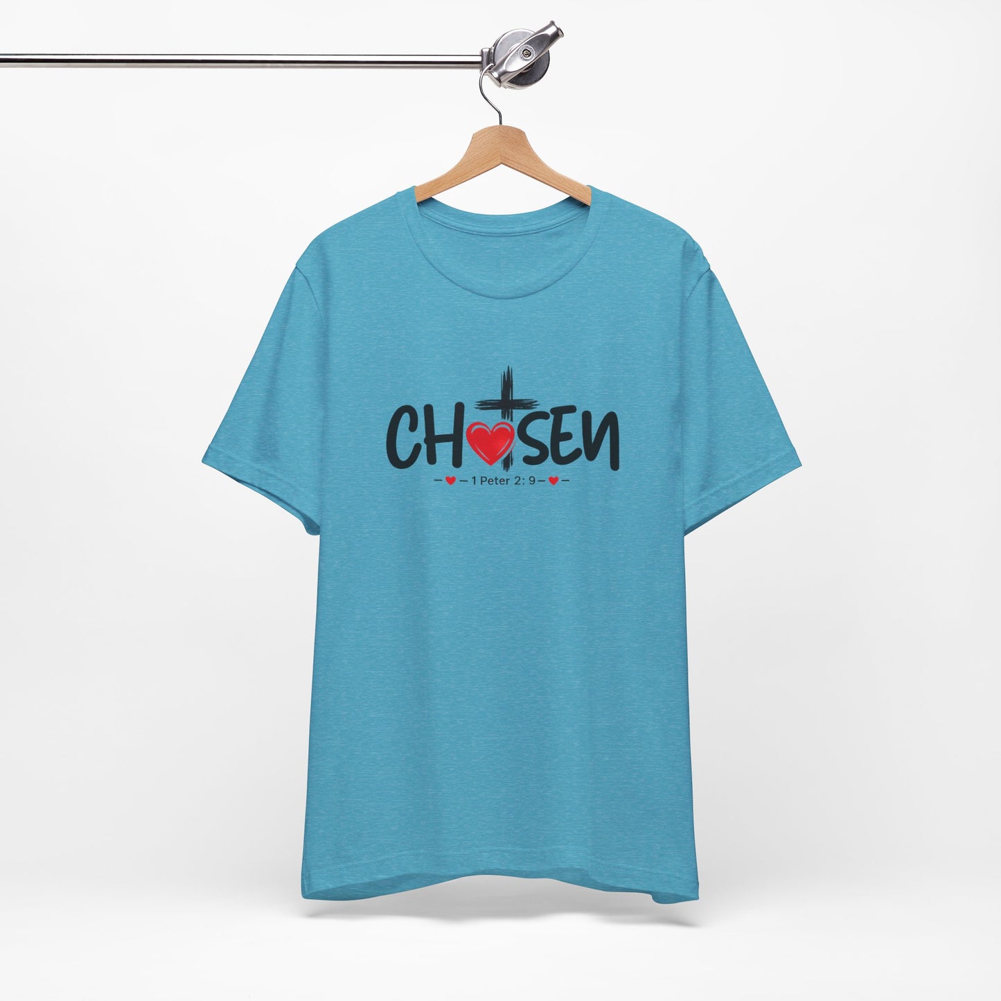 Chosen Cross Heart T-Shirt — Christian Faith Tee (1 Peter 2)