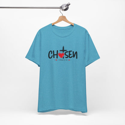 Chosen Cross Heart T-Shirt — Christian Faith Tee (1 Peter 2)