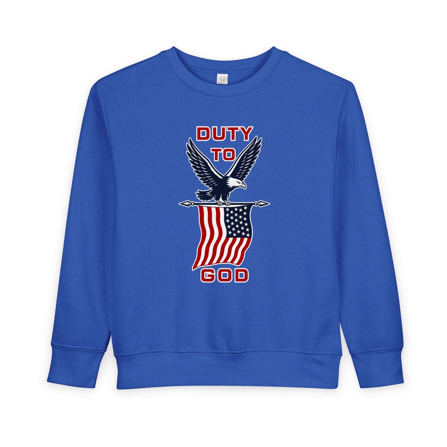 Toddler Sweatshirt - 'Duty to God' Patriotic Eagle & Flag