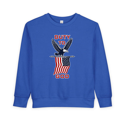 Toddler Sweatshirt - 'Duty to God' Patriotic Eagle & Flag