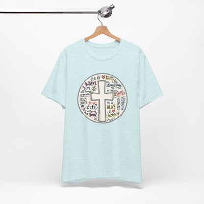 Christian Cross Faith T-Shirt — He Is Risen Inspirational Graphic Tee