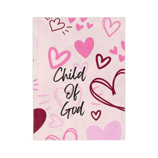 Child of God Heart Blanket — Pink Velveteen Microfiber Throw