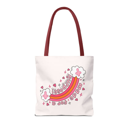 Pink Faith Tote Bag — Inspirational Cross & Rainbow AOP Tote