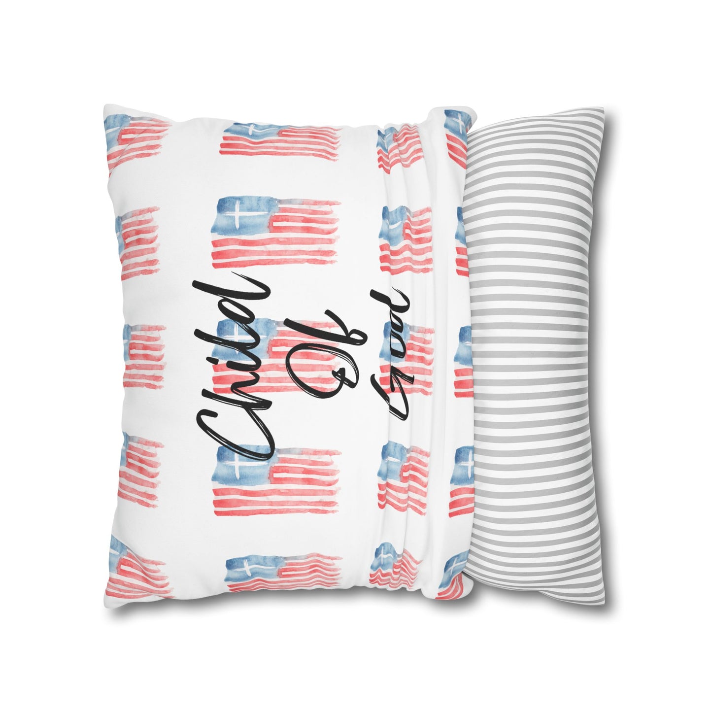 Blessed The Lord Pillowcase — Patriotic Psalm 33:12 Square Throw Pillow