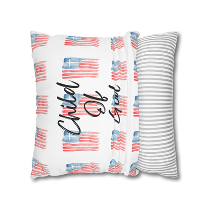 Blessed The Lord Pillowcase — Patriotic Psalm 33:12 Square Throw Pillow