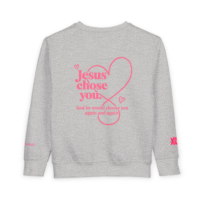 Toddler Sweatshirt - "Riding with Jesus" Pink Beetle Faith Kids Pullover