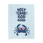 Velveteen Plush Blanket - "Holy Crab God Is Good" Patriotic Crab Throw (4th of July, Coastal Beach Gift)