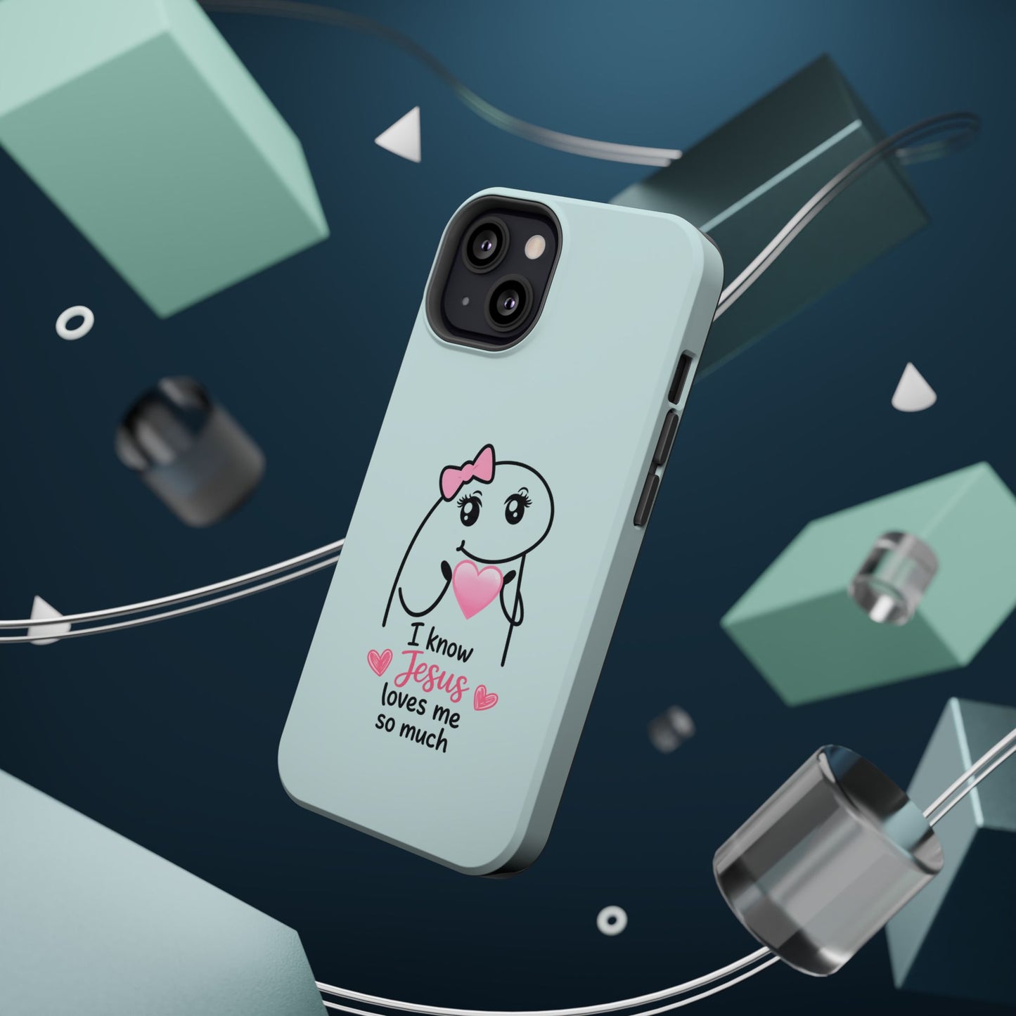 Christian Cute Heart Phone Case — "I Know Jesus Loves Me So Much" Magnetic Impact-Resistant Case