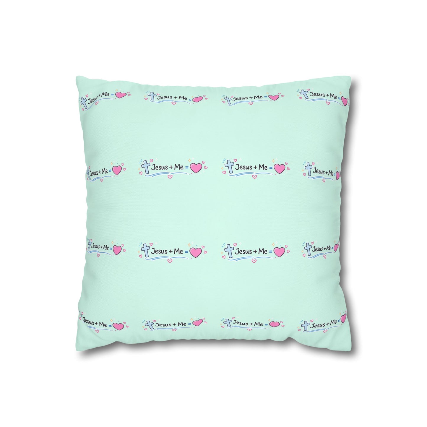 Faith Car Pillowcase — "Riding with Jesus & a Full Tank of Faith" Square Throw Pillow Cover