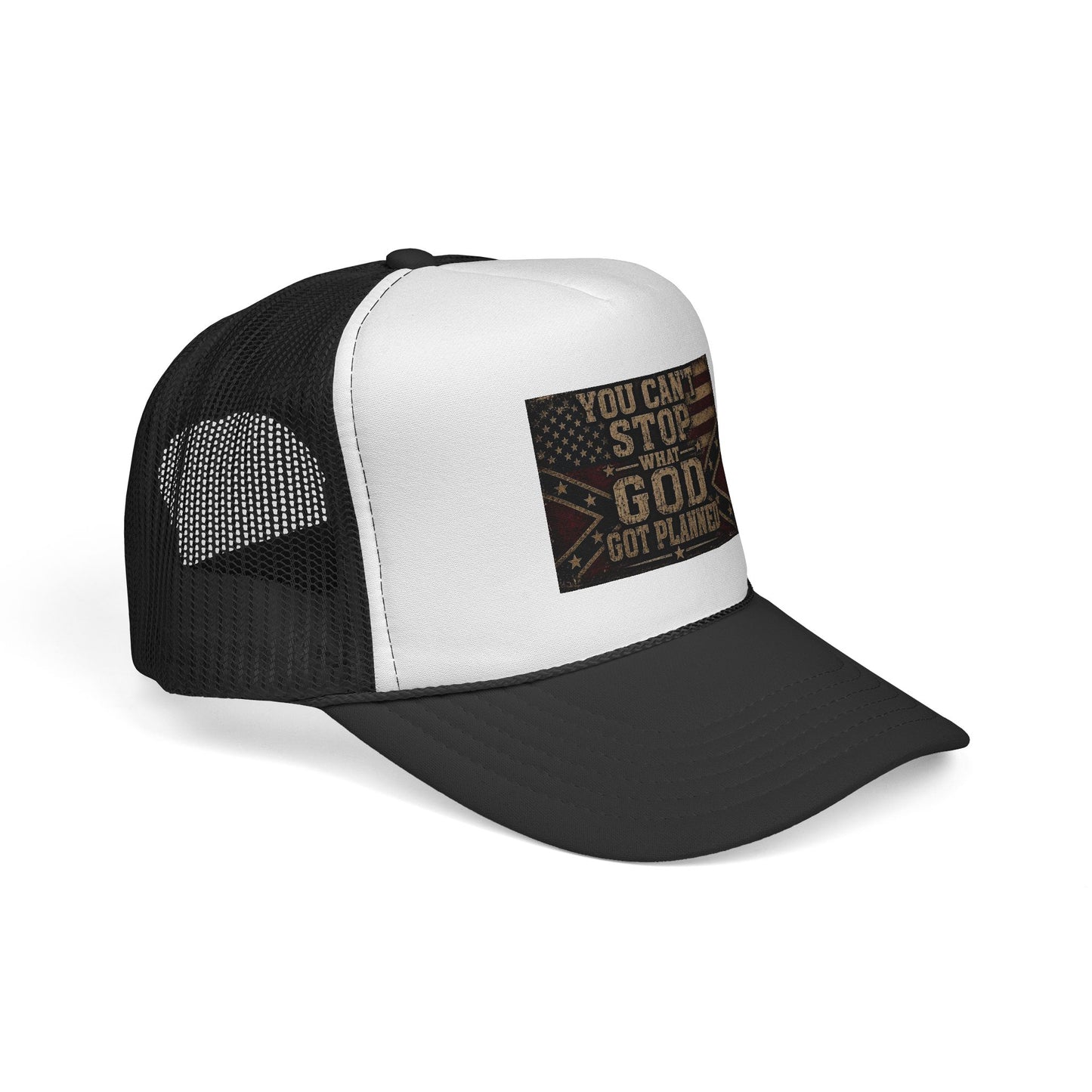 Trucker Hat - "You Can't Stop What God Got Planned" Patriotic Faith Cap