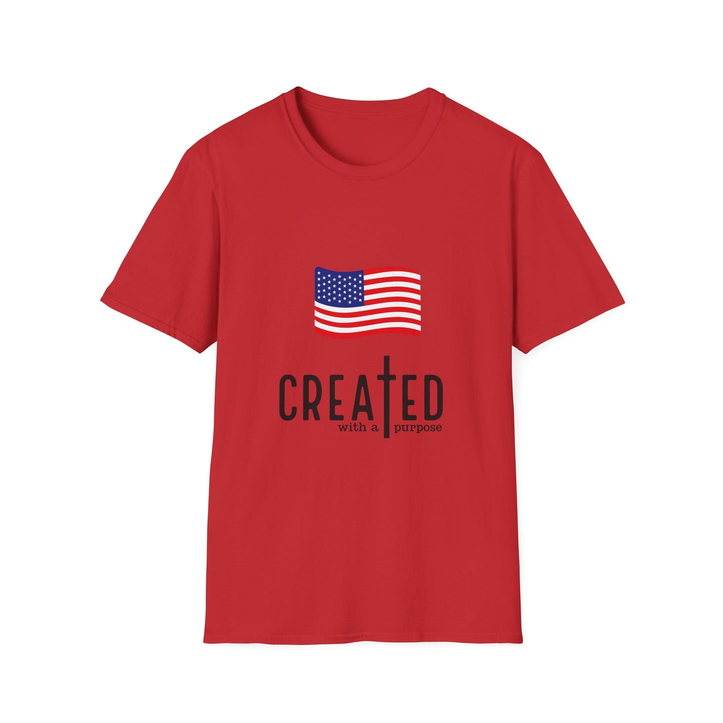 USA Flag T-Shirt — "Created with a Purpose" Patriotic American Tee