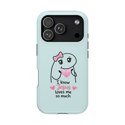 Christian Cute Heart Phone Case — "I Know Jesus Loves Me So Much" Magnetic Impact-Resistant Case