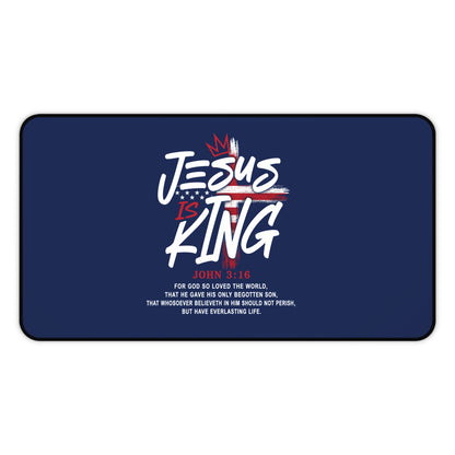 Christian Desk Mat - "Jesus Is King" Inspirational Office Mouse Pad (John 3:16)