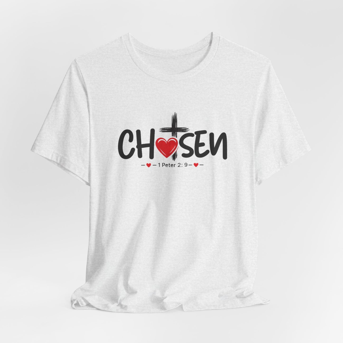 Chosen Cross Heart T-Shirt — Christian Faith Tee (1 Peter 2)