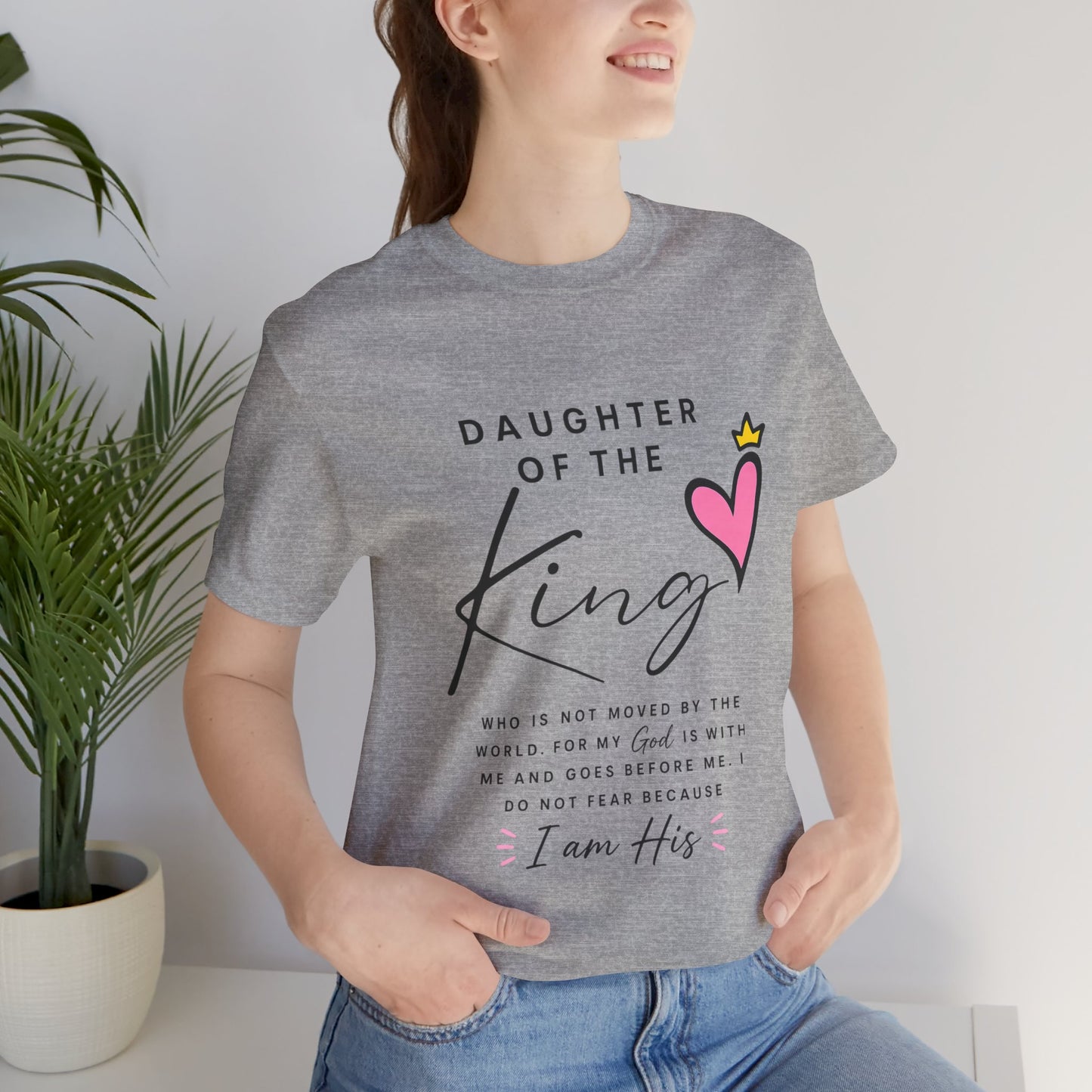 Daughter of the King T-Shirt — Faith-Based Christian Tee with Heart Crown Design
