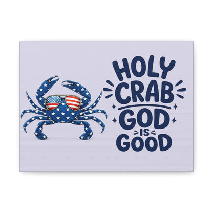 Patriotic Crab Canvas — "Holy Crab God Is Good" Wall Art