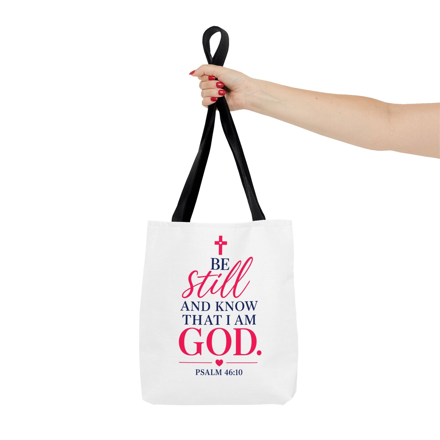 Biblical Tote Bag – “Be Still and Know That I Am God” Psalm 46:10 Inspirational Canvas Tote