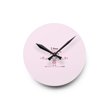 Acrylic Wall Clock - Cute Pink 'I Know Jesus Loves Me' Kids Nursery Clock