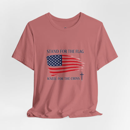 Stand for the Flag, Kneel for the Cross Tee — America 250 Patriotic T‑Shirt