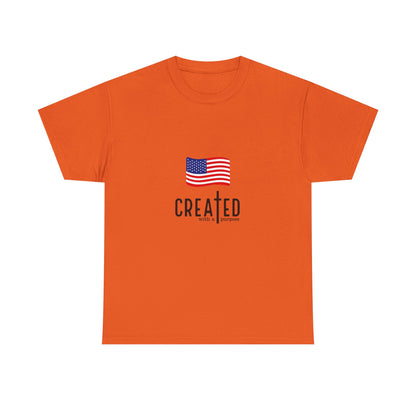 Created American Flag T‑Shirt — 'Created' Patriotic Graphic Tee