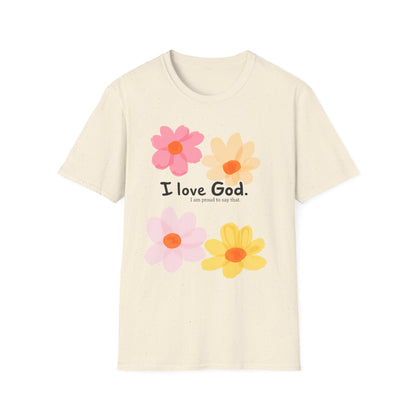 Christian Floral T‑Shirt — "I Love God" Cute Flower Faith Tee