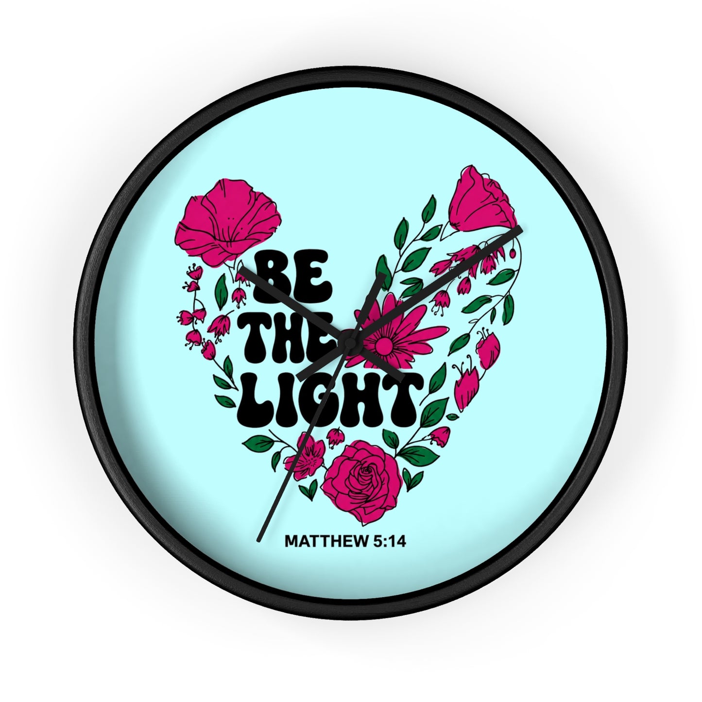 Be the Light Floral Wall Clock — Matthew 5:14 Inspirational Home Decor