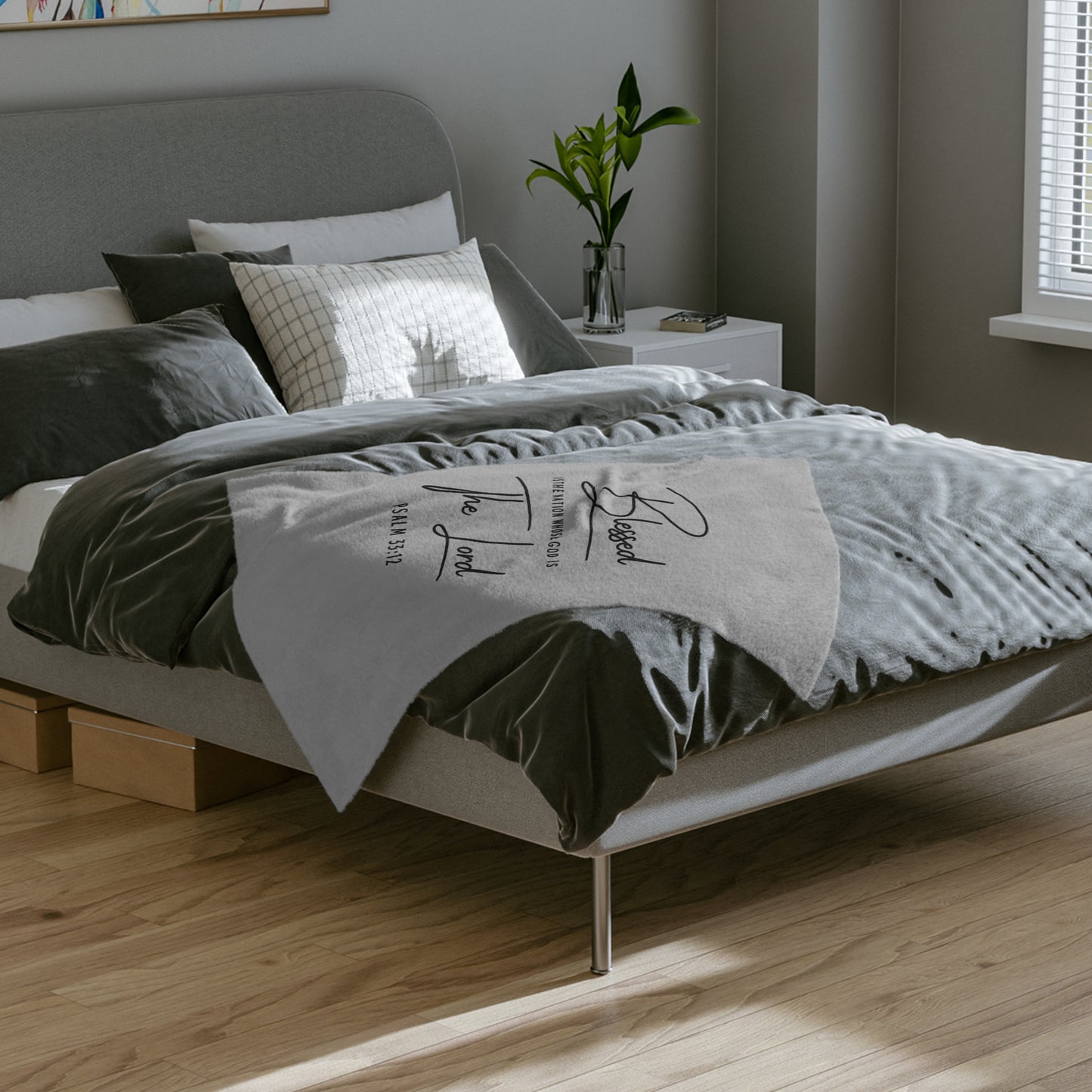 Blessed Is The Nation Microfiber Blanket — Psalm 33:12 Inspirational Throw