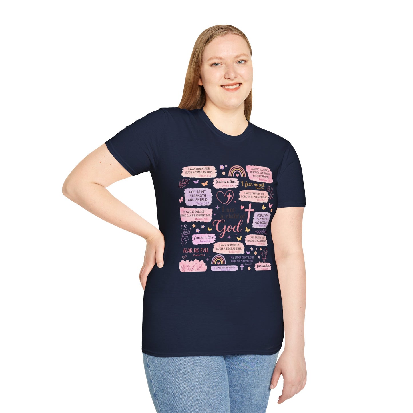 Christian Inspirational T-Shirt — “I am a child of God” Pink Scripture Tee