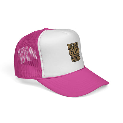 Southern Faith Trucker Cap — "You Can't Stop What God Got Planned" Mesh Hat