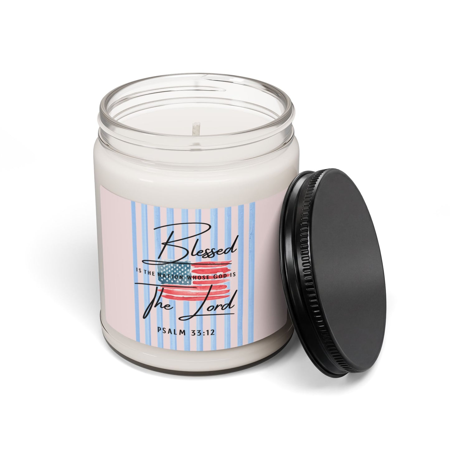 Blessed The Lord Soy Candle — Psalm 33:12 Patriotic Scented 9oz