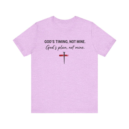 God's Timing, Not Mine Tee — Christian Faith Cross T-Shirt