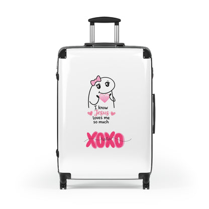 Suitcase — "I Know Jesus Loves Me So Much XOXO" Cute Christian Travel Luggage