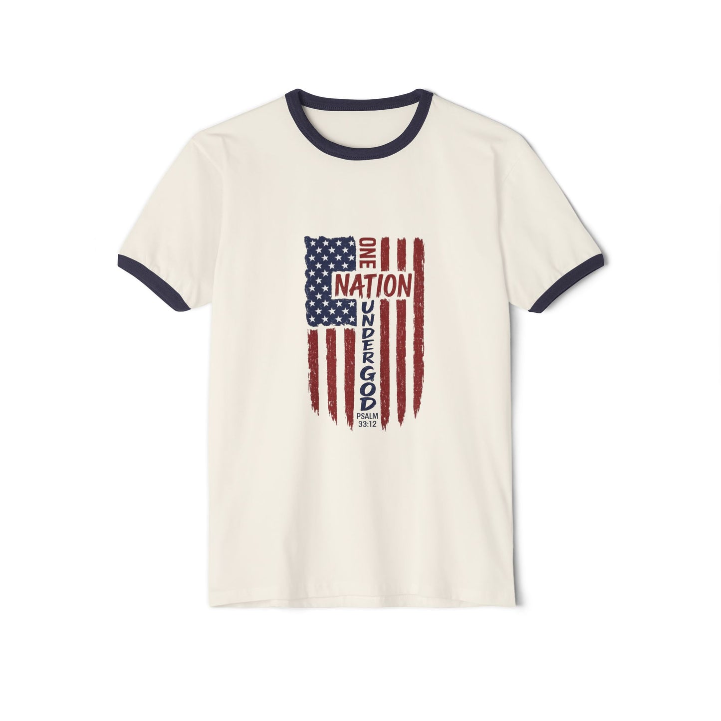 One Nation Under God Ringer T‑Shirt — Vintage American Flag Patriotic Tee